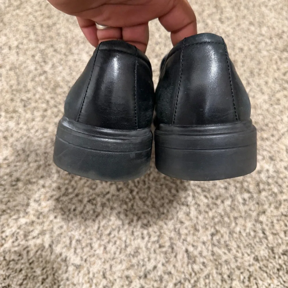 Cole Haan Country Men Black Leather Square Toe Loafers PM10021 Size 11.5M
